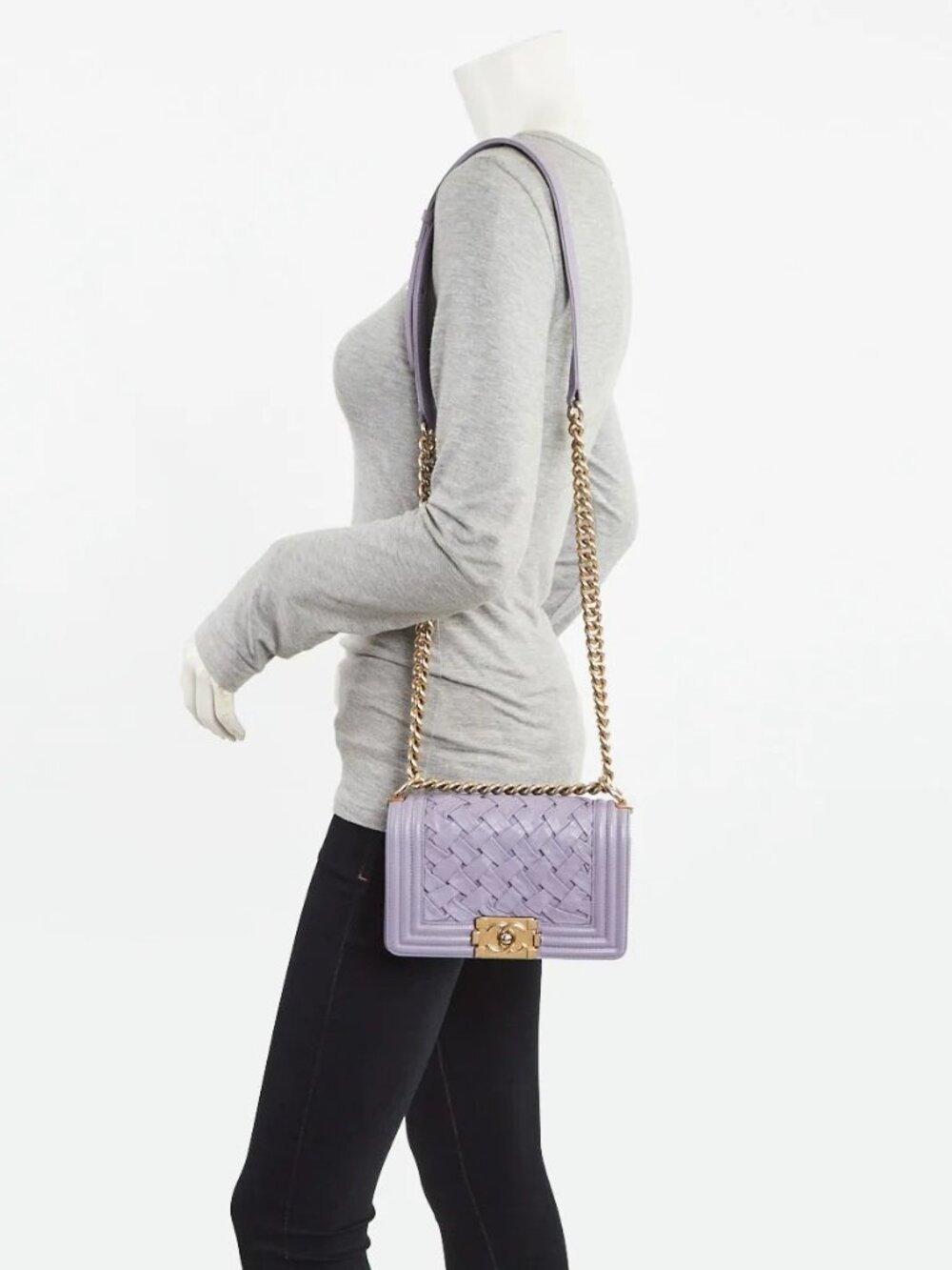 Chanel Purple Woven Lambskin Leather Paris-Versailles Small Boy Bag